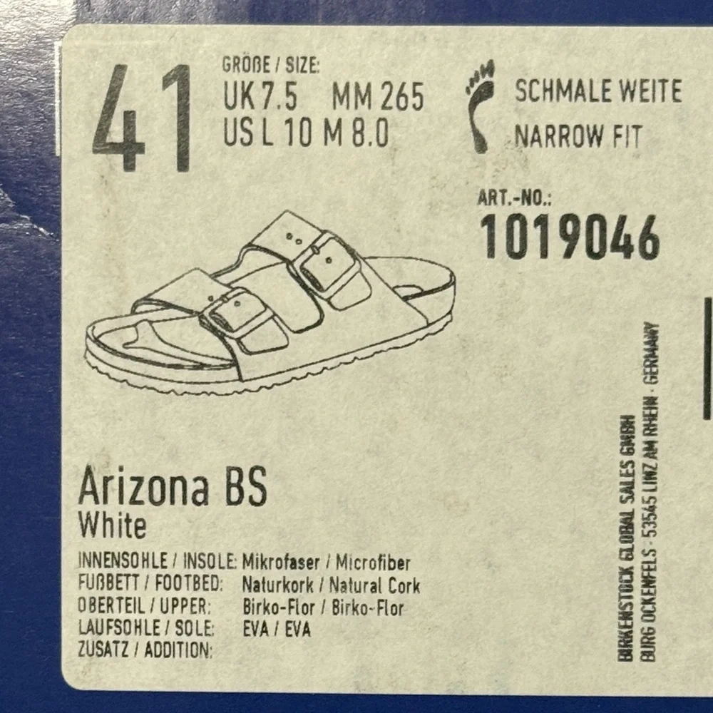 Birkenstock Arizona BS White Sandals Size 41 - Picture 6 of 6